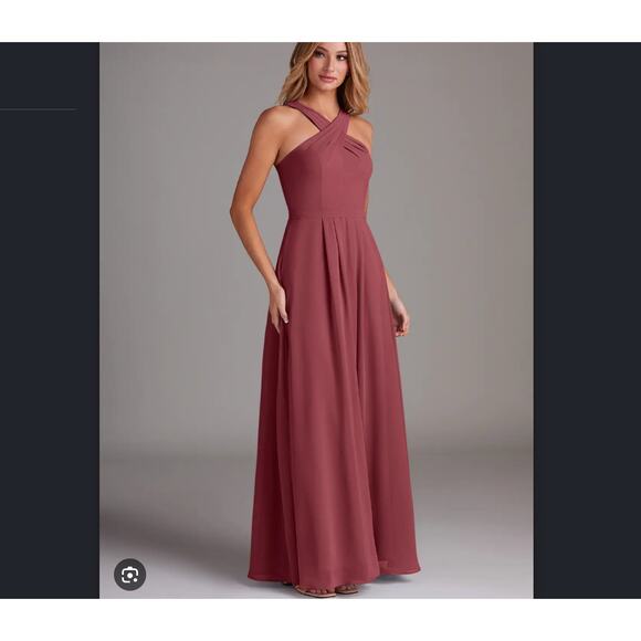 Azazie Dresses & Skirts - Azazie Dixie  Amethyst A-Line Halter Pleated Chiffon Dress 2
